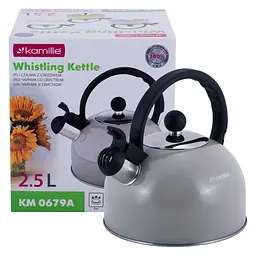 Чайник із свистком Kamille KM-0679GR 2.5 л сірий - мініатюра 9