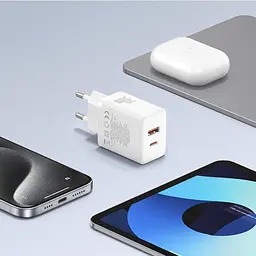 Мережевий зарядний пристрій Baseus Cube Baseus Cube 30W USB-A + USB-C Moon White (P10111404213-00) [132864] - мініатюра 9