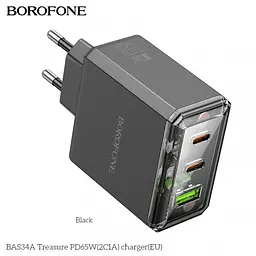 Адаптер блок живлення мережевий Borofone BAS34A 3 виходи 2c1a 65 ватів - мініатюра 2