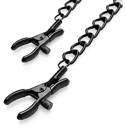 Затискачі для сосків Bedroom Fantasies Nipple Clamps With Chain - Black - мініатюра 3