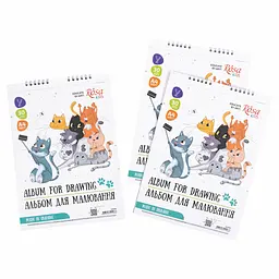 Альбом на спіралі для малювання Cats Selfies А4 100г/м2 30л ROSA Kids - мініатюра 2