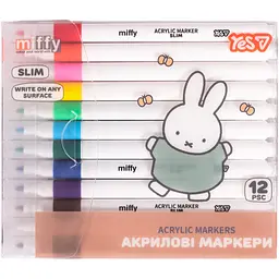 Маркери акрилові Yes Miffy 12 кольорів у PET пакуванні (650626)