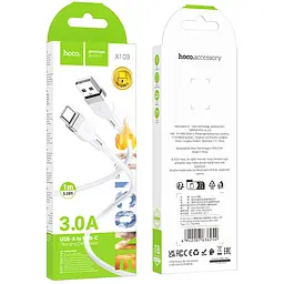 Дата кабель Hoco X109 Energy silicone USB to Type-C 1 м White - мініатюра 4