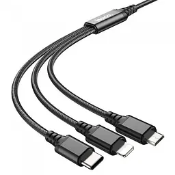 Кабель для заряджання телефонів HOCO X76 3 в 1 USB to Type-C+Lightning+MicroUSB 2A Чорний - мініатюра 2