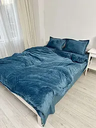 Постільна білизна плюшева двоспальне Dushka Home 20825 180х215 см синя
