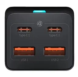 Зарядний пристрій Baseus GaN3 Pro Desktop Powerstrip AC+2U+2C 100 W PSZM000401 чорний - мініатюра 7