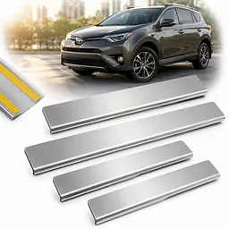 Накладки на пороги для Toyota RAV 4 IV 2013-2018 Нержавіюча сталь із загином 4 шт (Premium P-TO27)