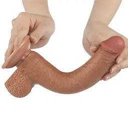 Фаллоімітатор Lovetoy Sliding Skin Dual Layer, 22 см (коричневий) - мініатюра 4