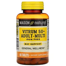 Мультивітаміни Mason Natural Vitrum 50+ без заліза 100 таблеток