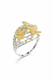 Кільце з білого та жовтого золота з метеликами К-0532 17 - мініатюра 2
