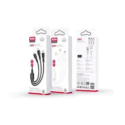 Дата кабель USB 2.0 AM to Lightning + Micro 5P + USB-C 1.0m 2.4A XO (CB-23U3) - мініатюра 2