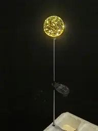Садовий світильник SunLamp на сонячній батареї — куля 20 см, 20 LED, тепло-біле світло, 2 шт. - мініатюра 7