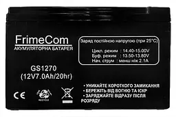 Акумуляторна батарея для ДБЖ FrimeCom AGM 12 V / 7 А*ч (GS1270) - мініатюра 2