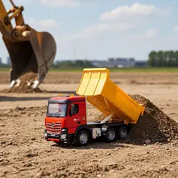 Дитячий самоскид на пульті Hstar 30 см, підйом кузова, акумулятор і USB кабель, світяться фари, проблискові вогні, звук двигуна - мініатюра 6
