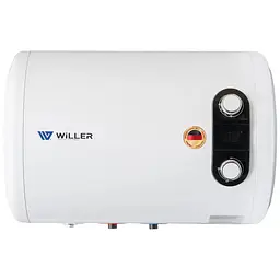 Водонагрівач Willer Horizon, 2 кВт, мокрий ТЕН, 50 л, циліндричний, горизонтальний, білий (EH50RI-Horizon)