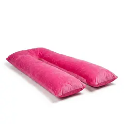 Подушка для вагітних та годування Лежебока Universal U-подібна 1600 мм велюр холлофайбер рожева