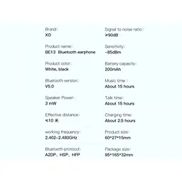 Бездротова моно гарнітура XO BE13 Bluetooth розмовна біла - мініатюра 5