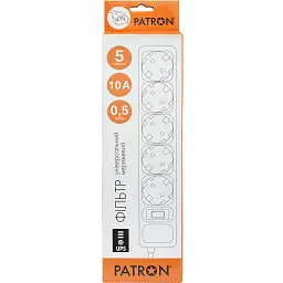 Мережевий фільтр живлення Patron 0.5 m3*1mm2 (SP-1052U) 5 розеток BLACK (EXT-PN-SP-1052U) - мініатюра 2