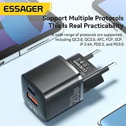 Зарядний пристрій Essager GaN mini Type C PD + USB QC3.0 20W - мініатюра 7