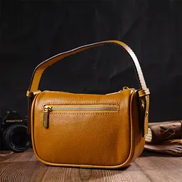 Сумка Vintage На плече крос-боді з натуральної шкіри Жовта (22100) - мініатюра 2