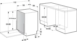 Посудомийна машина Gorenje вбудовувана, 16 комплектів A+++, 60 см, інвертор, Wi-Fi, AquaStop, білий - мініатюра 4