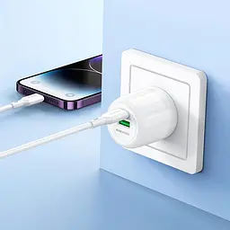Адаптер мережевий Borofone Lustrous charger BA93A |1USB/1Type-C, 20W/3A, PD/QC| - мініатюра 2