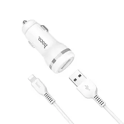 Автомобільний зарядний пристрій Hoco Z27 White 1 USB + USB Cable iPhone 8 - мініатюра 2