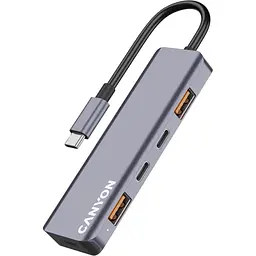 USB-Хаб Canyon USB-хаб DS-18 5in1 USB-C Grey (CNS-TDS18) - мініатюра 2