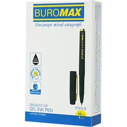 Ручка гелева Buromax Status Rouber Touch чорні чорнила 1.0 мм упаковка 12 шт. (BM.8337-02) - мініатюра 2