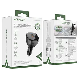 Автомобільне зарядне пристрій ACEFAST B14 165W (2xUSB-C+USB-A) 3-port car charger Чорний - мініатюра 2