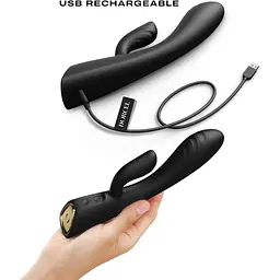 Вібратор-кролик з підігрівом Dorcel Flexi Rabbit Black Гнучкий стовбур - мініатюра 5