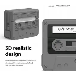 Чохол Elago Cassette Tape Case Black for AirPods Pro 2nd Gen сірий (EAPP2TAPE-BK+STR-BK) - мініатюра 3
