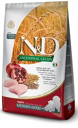 Сухий корм Farmina N&D Low Grain CHICKEN & POMEGRANATE PUPPY MEDIUM & MAXI для цуценят середніх та великих порід з куркою та гранатом 12 кг