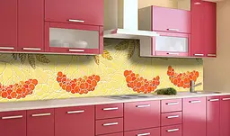 Вініловий кухонний фартух Грона Калини наклейка для кухні червоні ягоди горобина Жовтий Happy Pocket Z181807 - мініатюра 4