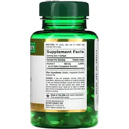 Вітамін E швидкого вивільнення Nature's Bounty Vitamin E 1000 МО 450 мг 60 гелевих капсул - мініатюра 2