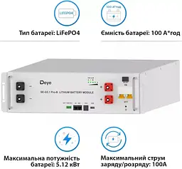 Акумуляторна батарея для ДБЖ Deye 51.2 V / 100 А*ч (SE-G5.1 Pro-B) - мініатюра 7
