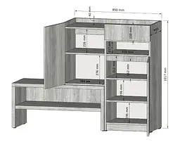 Тумба для взуття в передпокій Moreli RS-4 з ящиком та полицями Ш1350х1017х400мм Дуб Сонома/Бетон - мініатюра 2