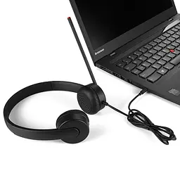 Гарнітура ПК стерео On-ear Lenovo Analog Headset mini-jack 1.2 м чорний (4XD0K25030) - мініатюра 2