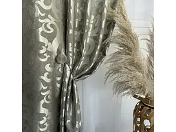 Штори жаккард "Вензель" сірий 150х270 см, 2шт, тасьма ALBO pbe0052939 - мініатюра 5