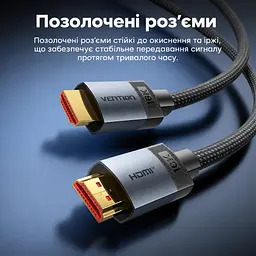 Кабель HDMI Vention ALVHF 2.2 16K 60 Гц 1 м сірий (ALVHF) - мініатюра 2