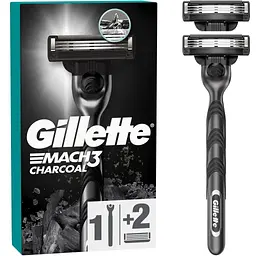 Бритва Gillette Mach3 Charcoal Деревне вугілля З 2 змінними картриджами (8700216074308)