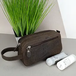 Косметичка чоловіча шкіряна HandyCover HC0029 коричнева з ручкою - мініатюра 3
