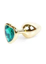 Анальна пробка - Jewellery Gold Heart PLUG- Green - мініатюра 2