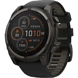 Спортивний годинник Garmin Fenix 8 51mm Solar Sapphire Carbon Gray DLC Titanium w. Black/Pebble Gray S. Band (010-02907-10/11)