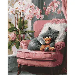 Алмазна мозаїка "Муркотливий котик" art_selena_ua Ideyka AMO20264, 40х50 см