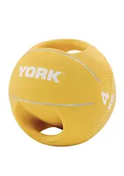 М'яч медбол 4кг York Fitness із двома ручками, жовтий