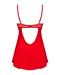 Пеньюар Obsessive Ingridia chemise & thong XL/2XL, червоний, сорочка, стрінги - мініатюра 4