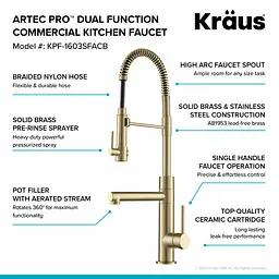 Змішувач для кухні Kraus Artec Pro бронза/шампань KPF-1603SFACB, Бронза - мініатюра 11