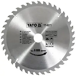 Диск пиляльний победітовий по дереву YATO 250х30х3.2х2.2 мм (YT-6071)
