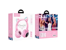 Навушники з мікрофоном Hoco W27 Cat Ear Pink - мініатюра 6